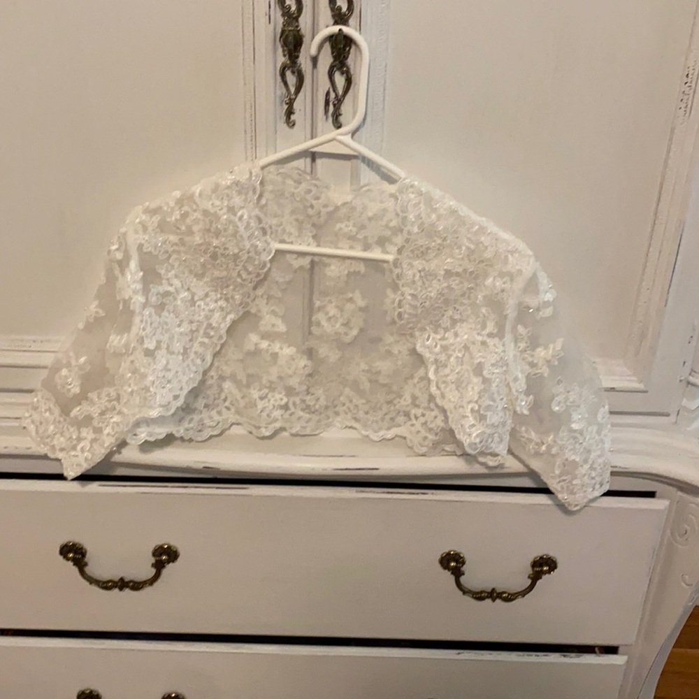 White wedding bolero -elbow length